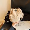 Wrinkle Nylon Crossbody Bag Korean Style Shoulder Bag Casual Drawstring Bucket Bag  Office Worker
