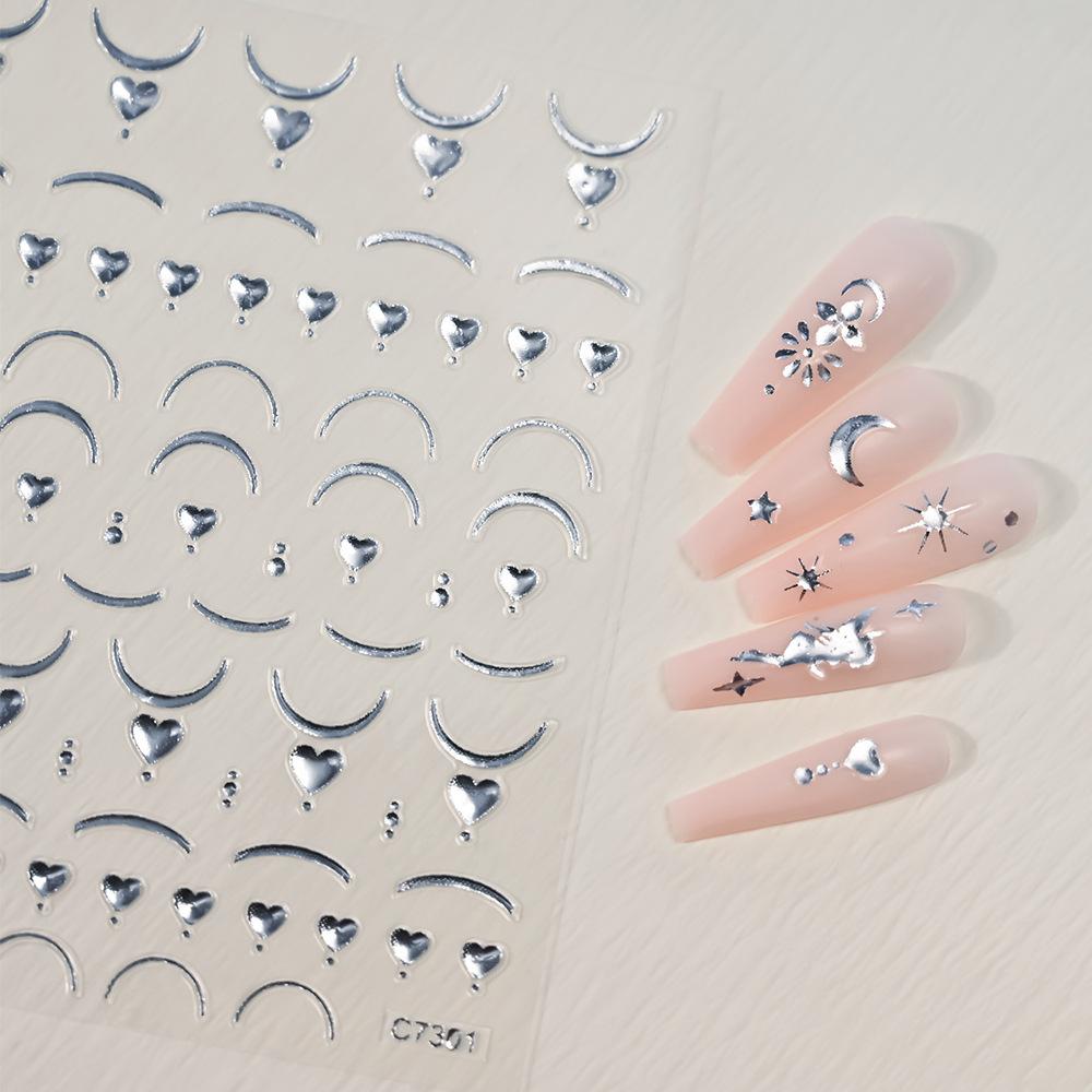 Champagne Gold Star Moon Angel Nail Art Sticker Adhesive Self-Adhesive Solid Color Champagne Gold Light Luxury Nail Art Sticker
