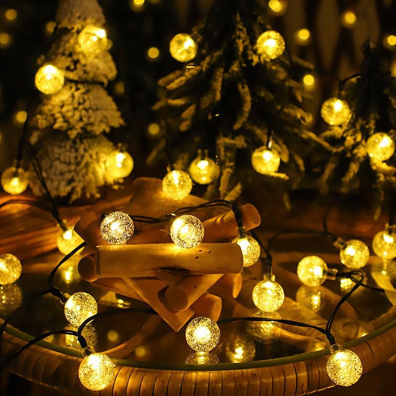 LED Solar Bubble Ball String Lights - Outdoor Camping & Courtyard Fairy Lights