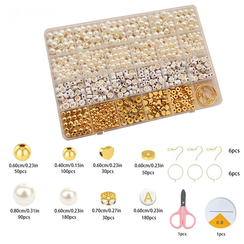 Golden Spacer Beads For Bracelets Making Kit Assorted DIY Pearl Beads Acrylic Alphabet CCB Beads Kit For Jewelry Making Supplies