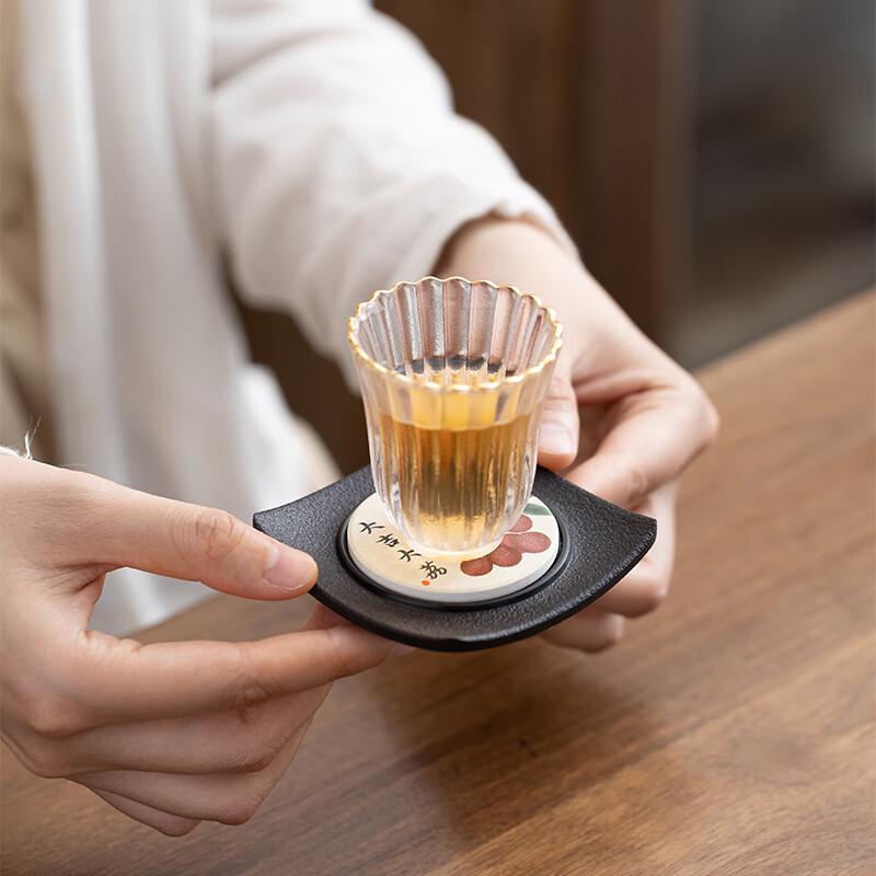 Zhinianhua Absorbent Cork Coasters, 6-Pack with Storage Rack