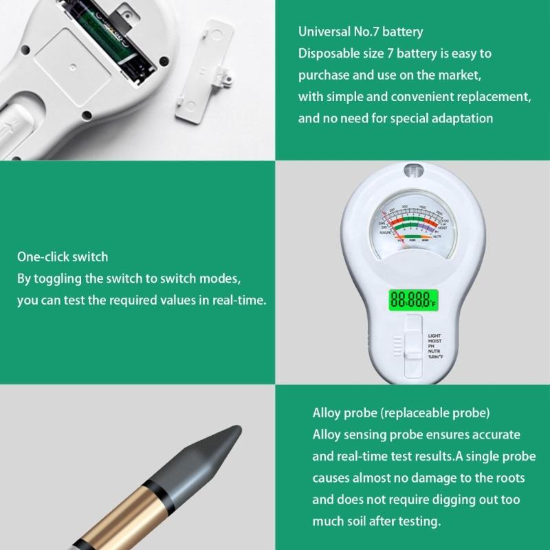 Professional Soil Analysis Set With 3 Exchangeable Testing Stakes Evaluates Moisture Acidity Level Nutrients And Surrounding Environment