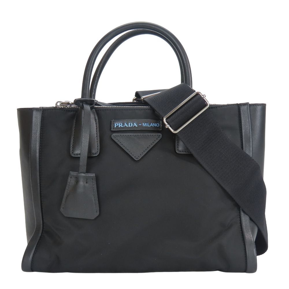 Used PRADA Tote Bag concept Nylon/leather black Shoulder
