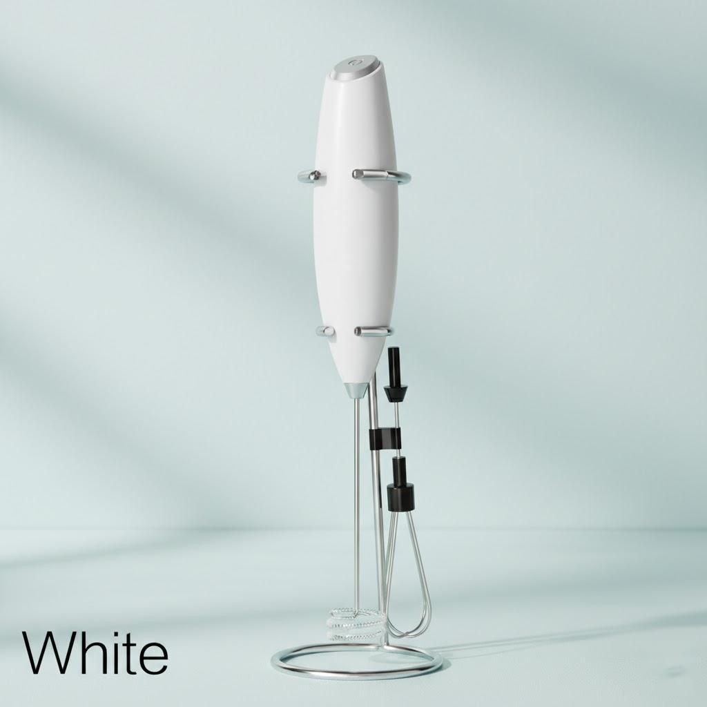 

Handheld Electric Milk Frother Mini Whisk Pro Kitchen Tool for Coffee Cappuccino Latte Frothing білий