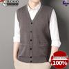 Woodpecker Men's Wool Cardigan Vest: Autumn/Winter Knit V-Neck Sleeveless Waistcoat