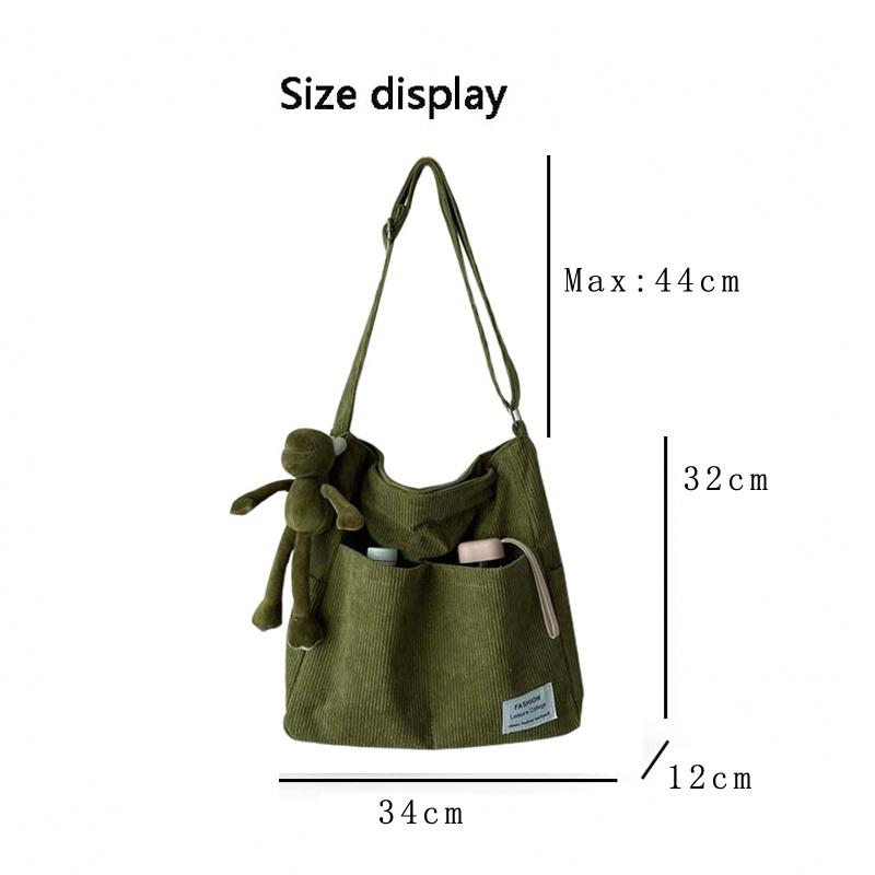 Corduroy Shoulder Bags 2024 Women Fashion Leisure College Style Shopper Multi-Pocket Large Capacity Designer Handbags Totes Bags