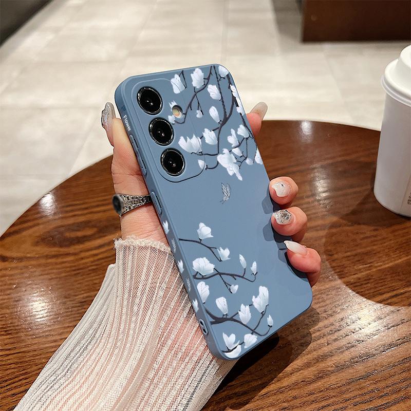 

Для Samsung S24 S23 S22 Ultra S21 S20 FE A15 A55 A54 A53 A52 A34 A14 A13 противоударный мягкий чехол из ТПУ с цветочным принтом Samsung A55 5G серый