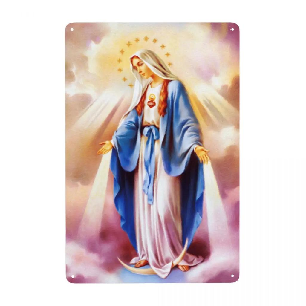 Retro Virgin Mary Of Guadalupe Metal Signs Custom Mexico Catholic Saint Tin Plaque Pub Cafe Yard Home Decor 30x20cm