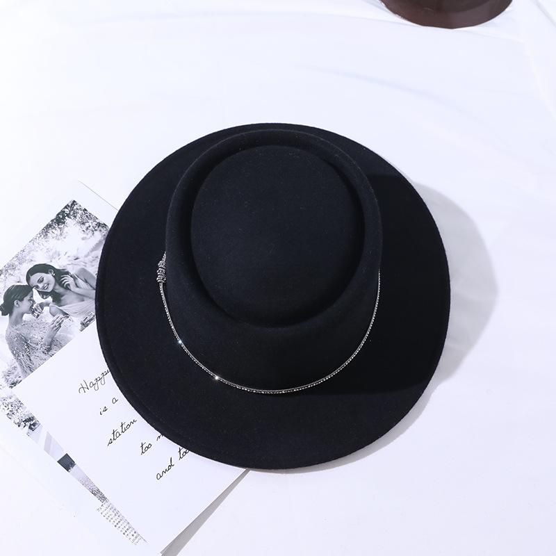 New autumn and winter women's felt hat British elegant hat big brim casual wool top hat