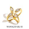 MamacitaSlay Unique Cool 316L Stainless Steel Zircon Four Claw Open Ring Party Waterproof Jewelry Women's Charm Ring 2026 Gift