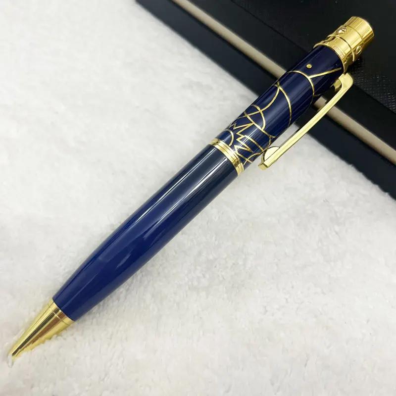 Rollerball Ballpoint Pen Blue Carving With Serial Number Writing Smooth Stationery