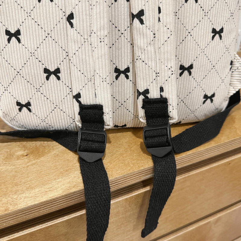 Bow Check Bag Women's Backpack Corduroy Backpack
