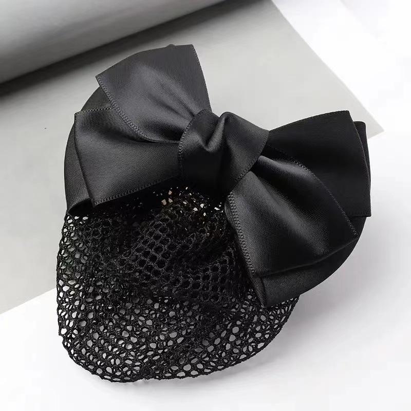 Gold-Edged Bow Hairnet for Professional Female Nurses & Hotel Staff