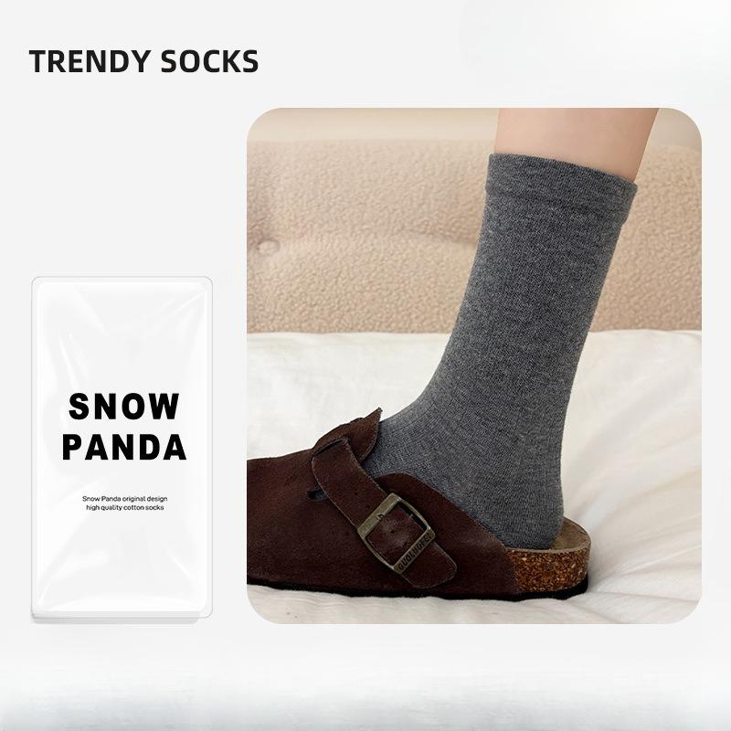 Hehe Socks Children's Warm Autumn-Winter Solid Color Cotton Socks for Women - Thick Leggings - Versatile