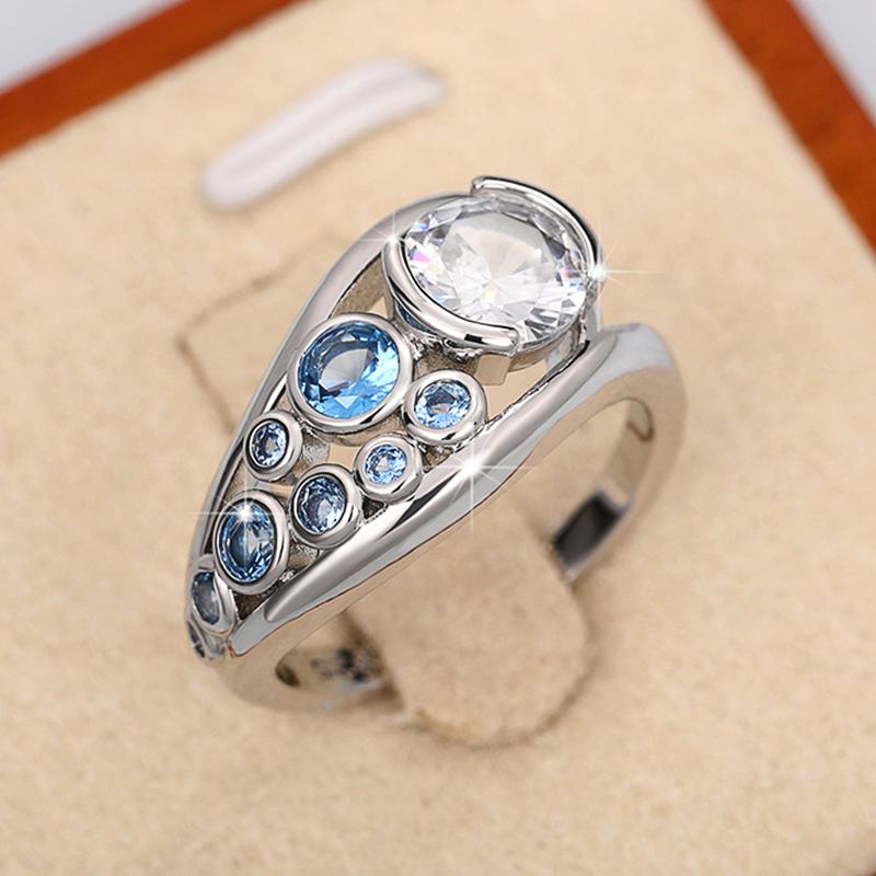 Huitan Modern  Women's Rings with Multi-colored Cubic Zirconia Daily Wear Chic Finger Accessory Anniversary Party Jewelry