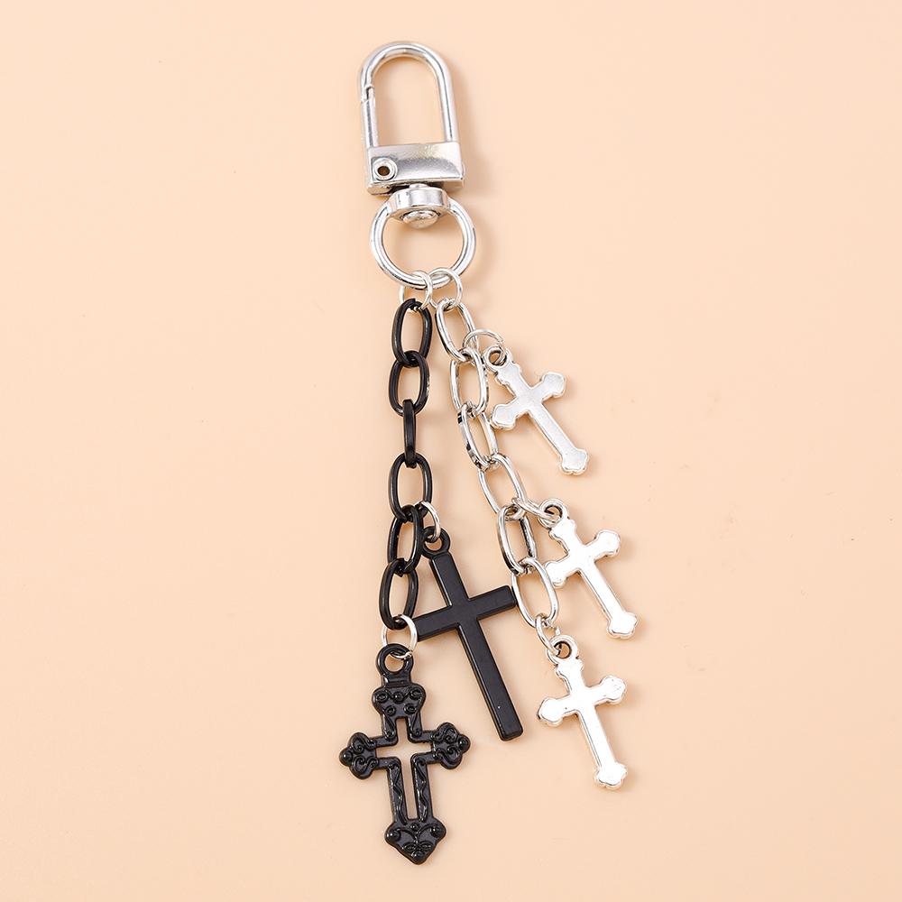 Gotisches Legierungs-Kreuz Schlüsselanhänger Männer Frauen Stern Schlüsselring Anhänger für Handtaschen-Dekor DIY Handgemachter Schlüsselanhänger Geschenke