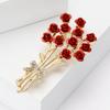 Mother’s Day Rhinestone Rose Brooches for Women Trendy Resin Red Bouquet Pin Banquet Party Backpack Gifts Jewelry Accessories