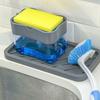 2 in 1 Kitchen Sink Soap Liquid Dispenser Box Easy Press Dishwash Liquid Box with Dishcloths Pot Sponge Brush
