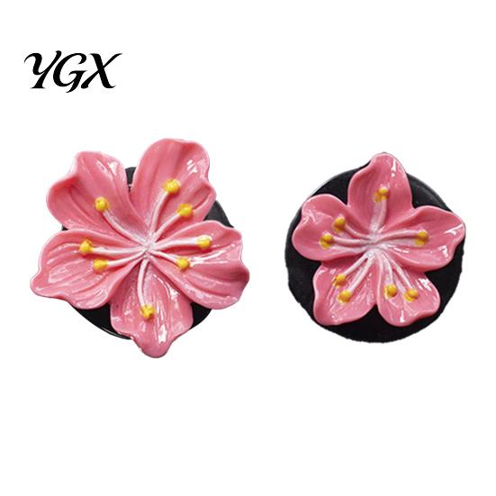Tropical Car Vent Clip 1 Pair Flower Air Peach Blossom Conditioning Outlet Diffuser for Women Girls Cute Freshener Decor Interior Accessories