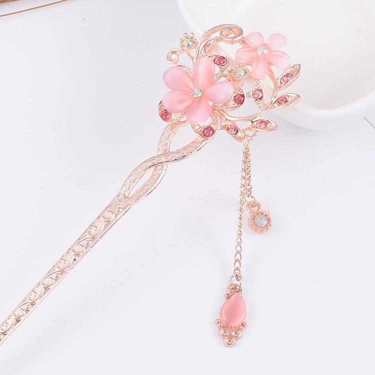 1 Pcs Fancy Colorful Flower Hollow Clip Hair Accessories Women Fashion Rhinestone Hairpin Headwear Clips Indian Jewelry