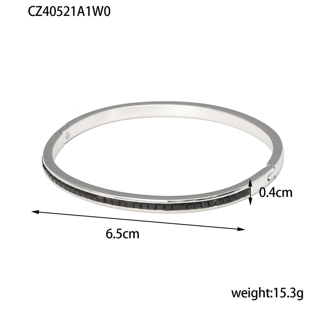 High Quality Gold Plated Stainless Steel Colorful Crystal Cz Baguette Wrist Bracelet Bangle Jewelry For Women