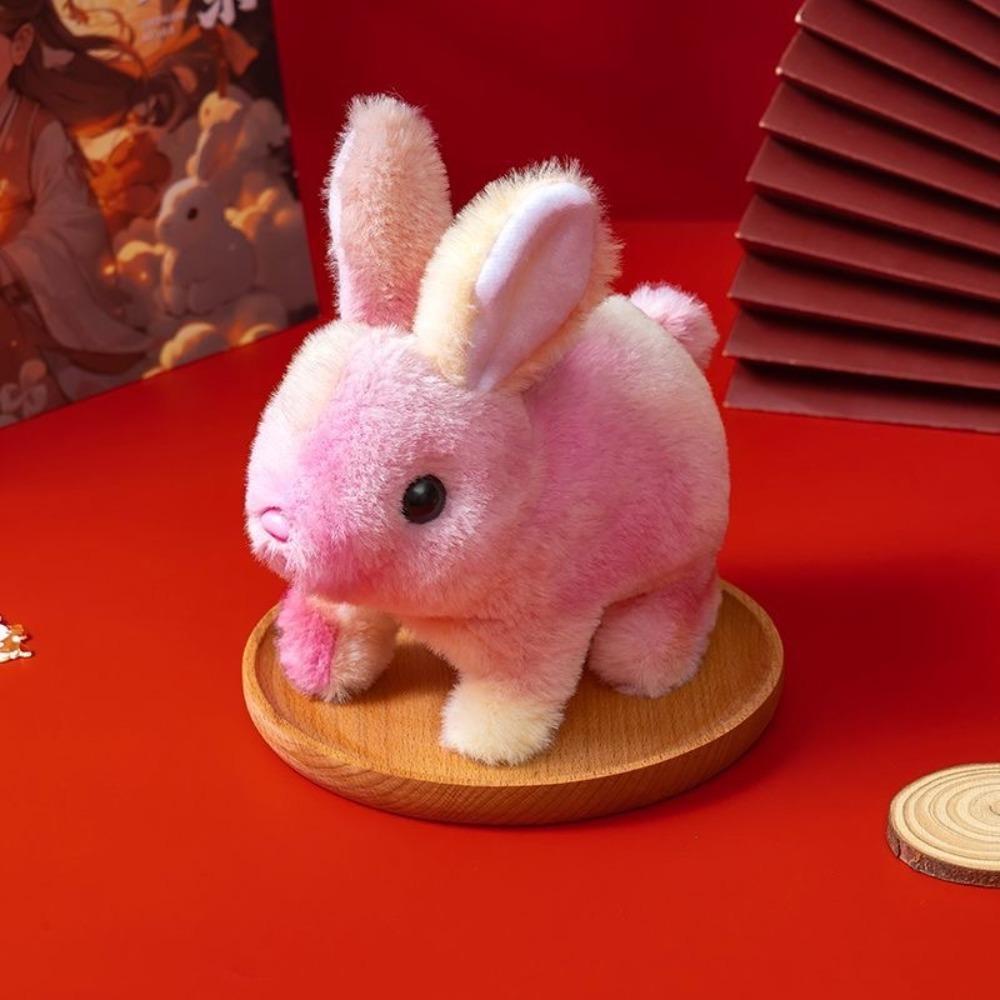 Süßes buntes elektrisches Kaninchenspielzeug mit wackelnden Ohren, Geschenk für Kinder, interaktives Plüschtier, macht Geräusche, Kaninchenspielzeug Kinder