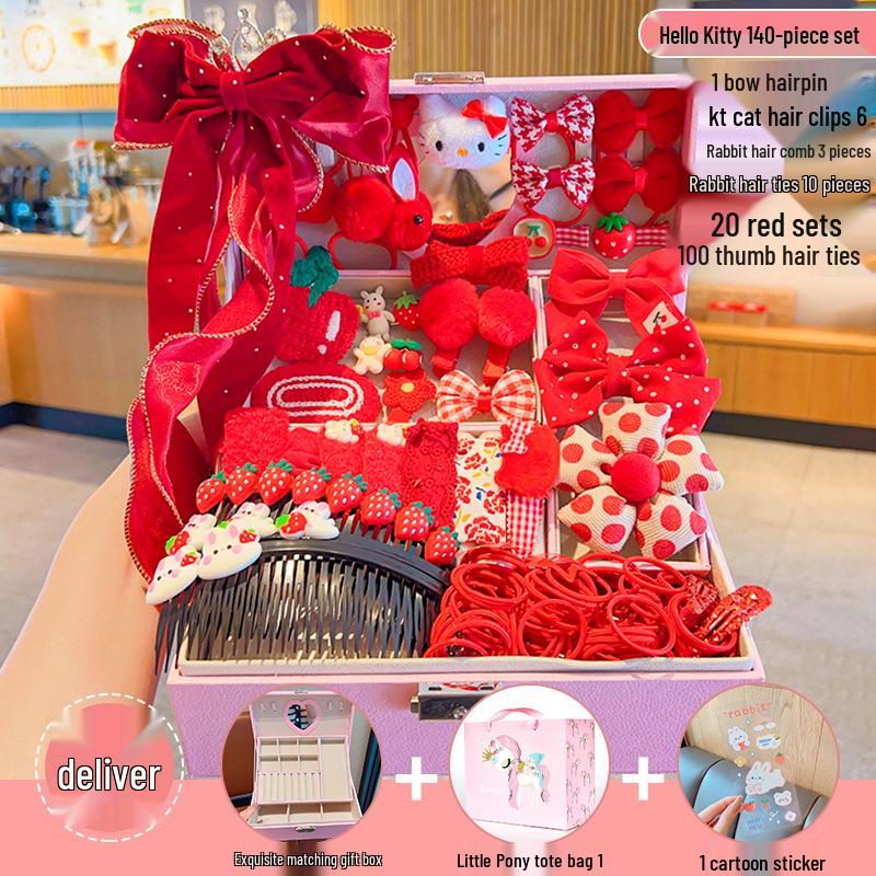 

Подарочный набор детских аксессуаров для волос: Милые заколки для волос, шкатулка для драгоценностей принцессы, повязки на голову и резинки для волос на день рождения