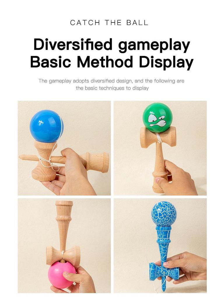 Kendama Wooden Skill Ball Educational Toy for Early Learning and Parent-Child Play