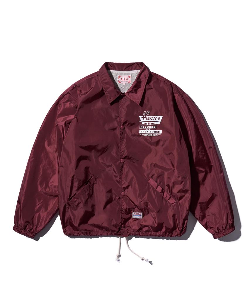 Aeca Aeca Record Shop Nylon Coach Jacket-Burgundy