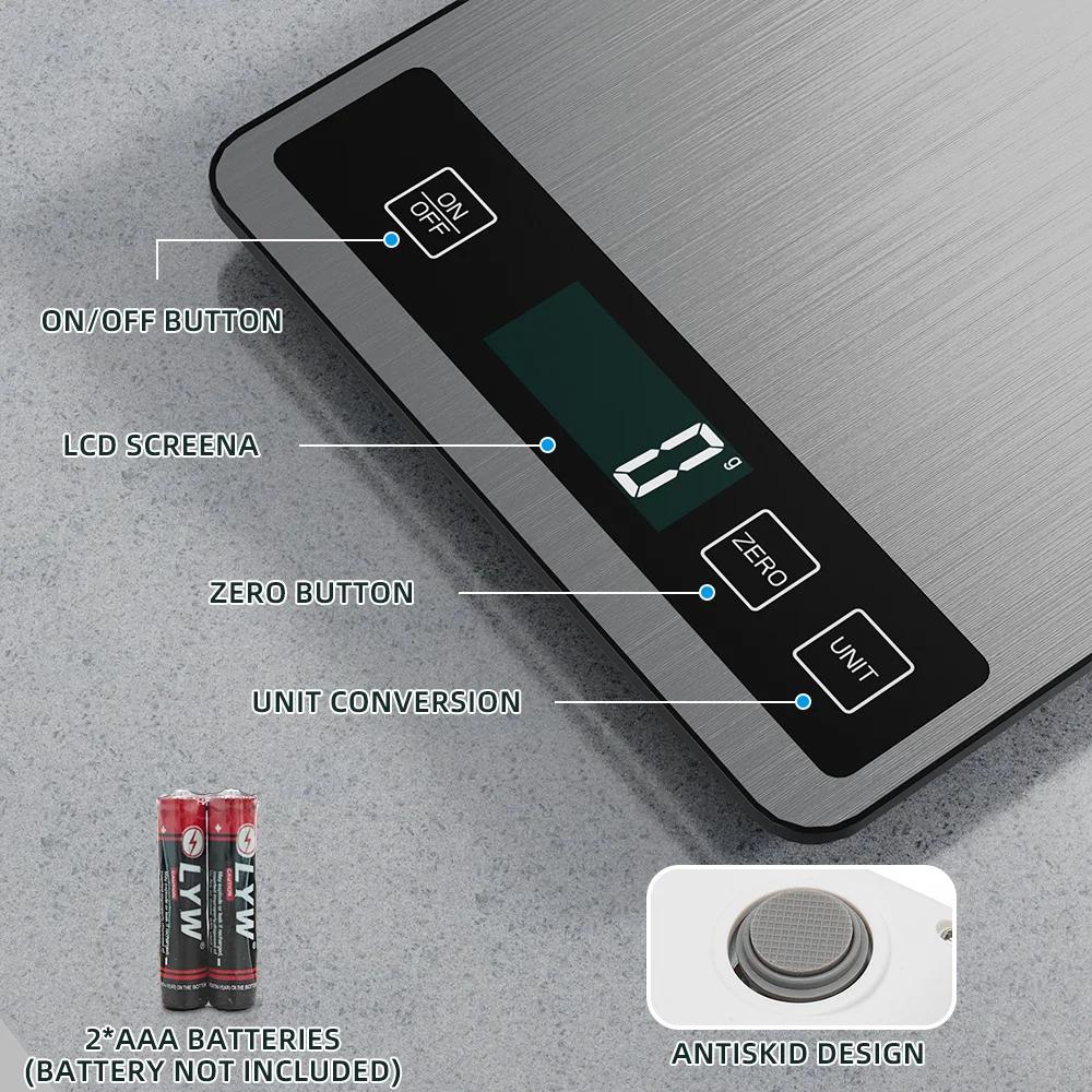 Stainless Steel Digital Kitchen Scale 5kg 10kg 15kg With Lcd Display, High Precision Electronic Scale For Cooking Baking Jewelry Weighing