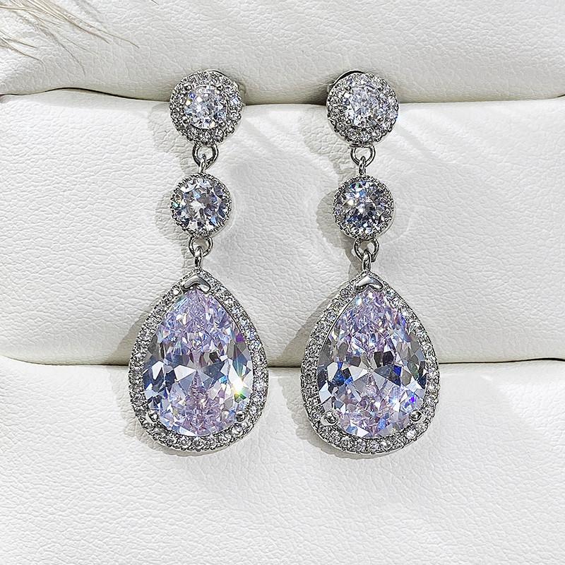 CAOSHI Delicate Temperament Drop Earrings for Women Exquisite Female Brilliant Zirconia Elegant Lady Wedding Party Accessories