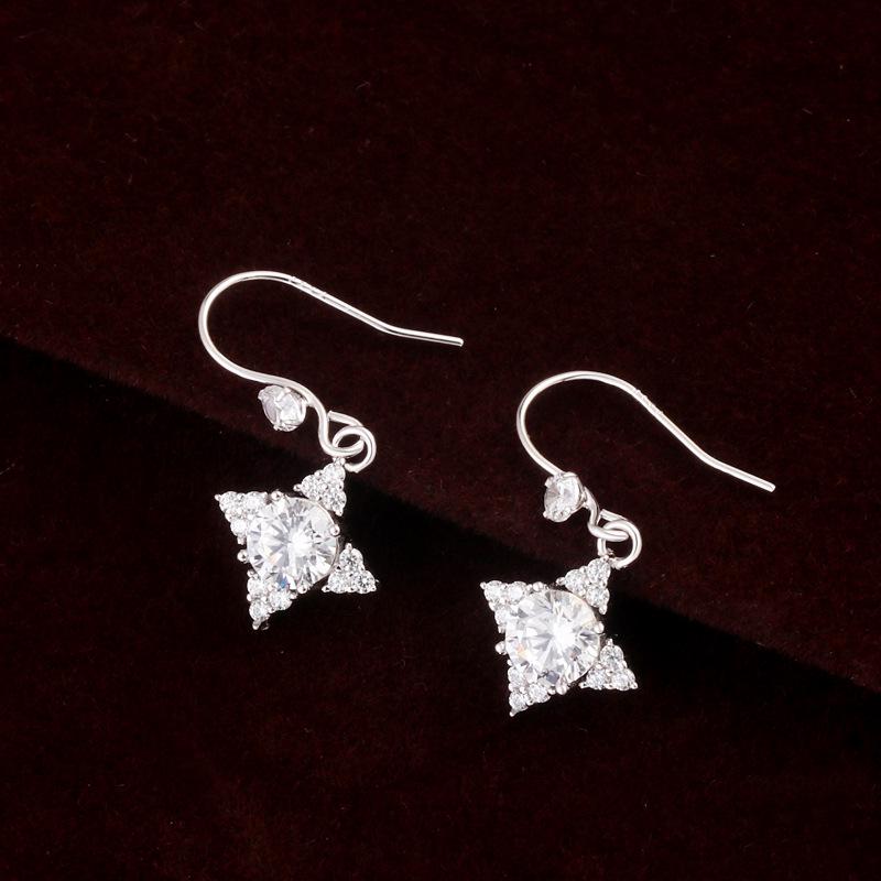 S925 Sterling Silver Diamond Star Dangle Earrings for Women - Japanese & Korean Design, Luxurious & Shiny Five-Pointed Star Accessories.