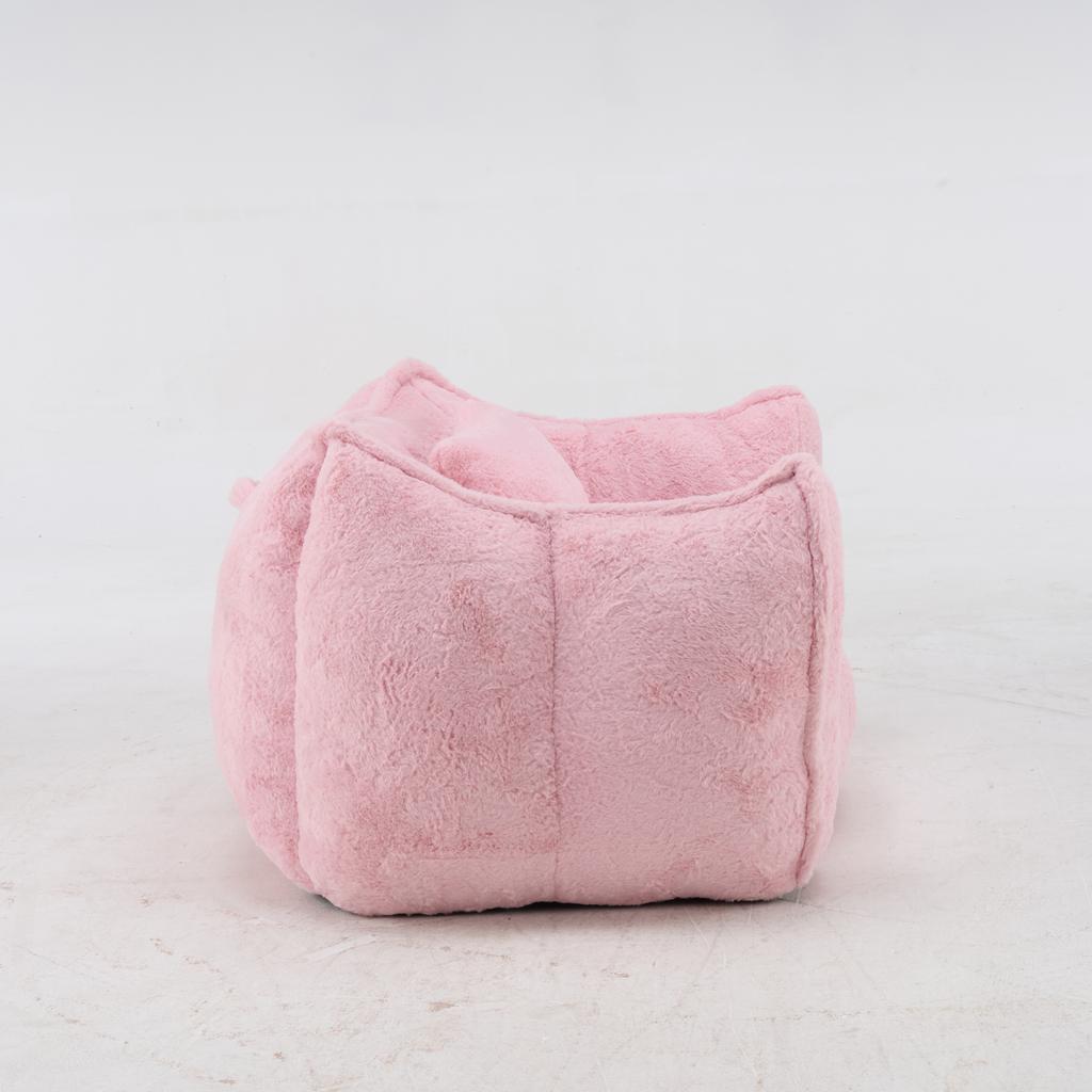 Giant Bean Bag Chair with pillow, Comfy Large Bean Bag Chairs for Adults and Kids, Faux Fur Floor Sofa for Living Room Bedroom Apartment, Pink