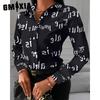 GMXIA Women's Fashion Casual Solid Color Print Long Sleeve POLO Neck Blouses & Shirts