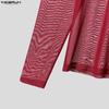 INCERUN Men Turtleneck Long Sleeve Mesh Sheer Transparent Fitted Party Clubwear T-shirts