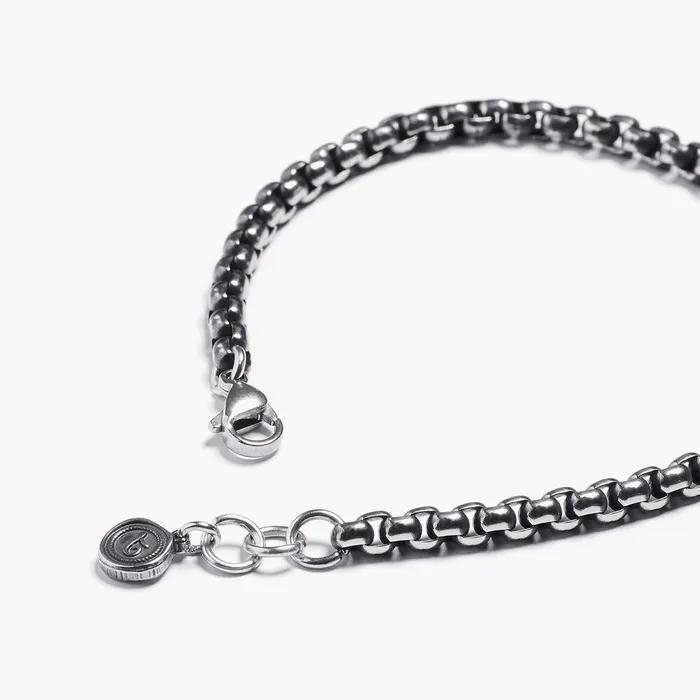 4 Antique Round Cube Slim Chain Bracelet (C2503AC1292_SV)