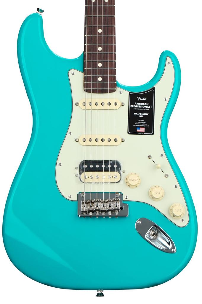 Fender Electric Guitar American Professional II Rosewood Miami Blue Stratocaster® HSS, Fingerboard,