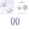 Sparkling Blue Zircon Hoop Earrings Pave U Shape Star Devil Eyes Circle S925 Drop Earring Fit Original Party Jewelry
