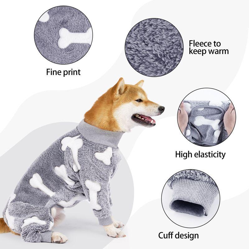 Hundepyjamas Vierbeiner Haustier Fleece Overall Winter Warm Hund Overall Niedliche Haustierkleidung Onesies für Mittlere Große Hunde Labrador Mantel