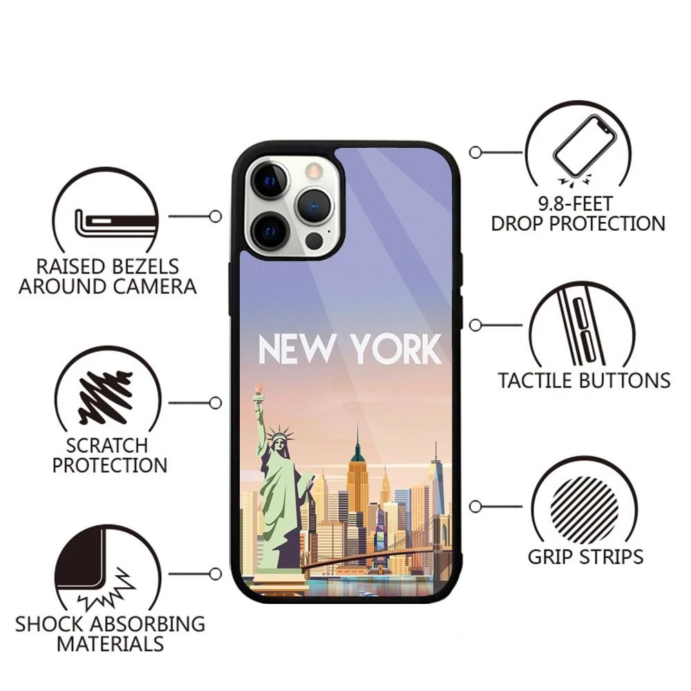 New York USA Tourist Attractions Phone Case For iPhone 15,14,13,12,11,Plus,Pro,Max Mini Magsafe Magnetic Wireless Charging