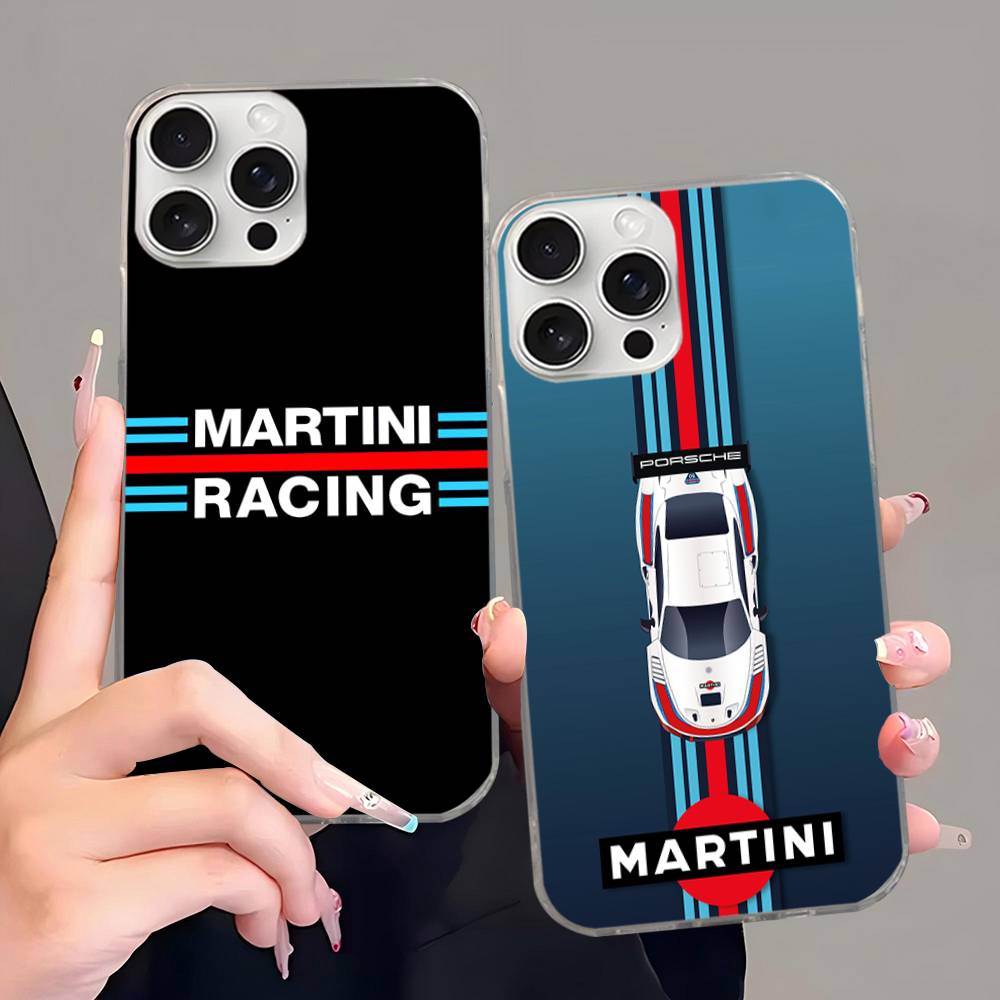 M-Martini Racing Horizontale Streifen Handyhülle Für IPhone 17 16 15 14 13 12 11 Plus Pro Max Satin Bunt Glänzende Hülle