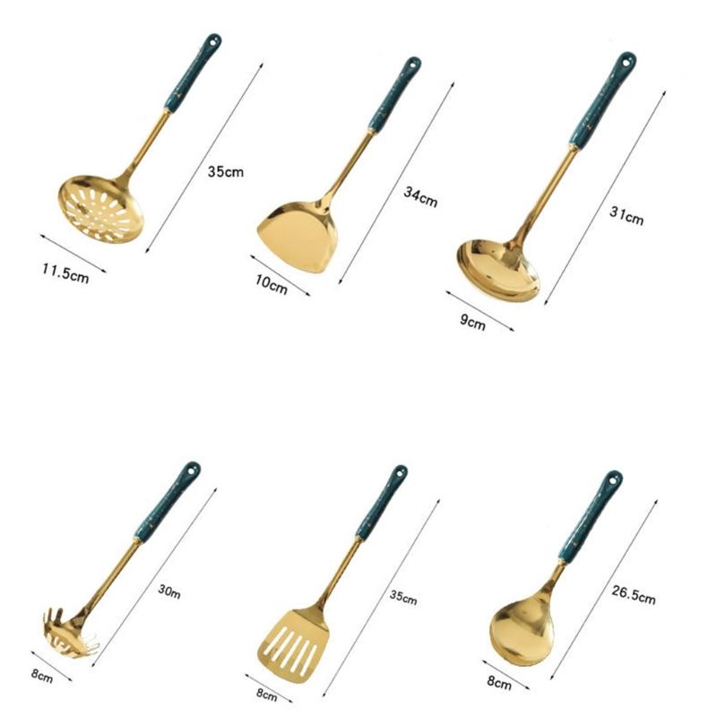 Premium 7 Piece Nonrust Steel Kitchen Utensils Set With Ergonomic Ceramic Handle For Efficient Cooking And Easy Cleaning