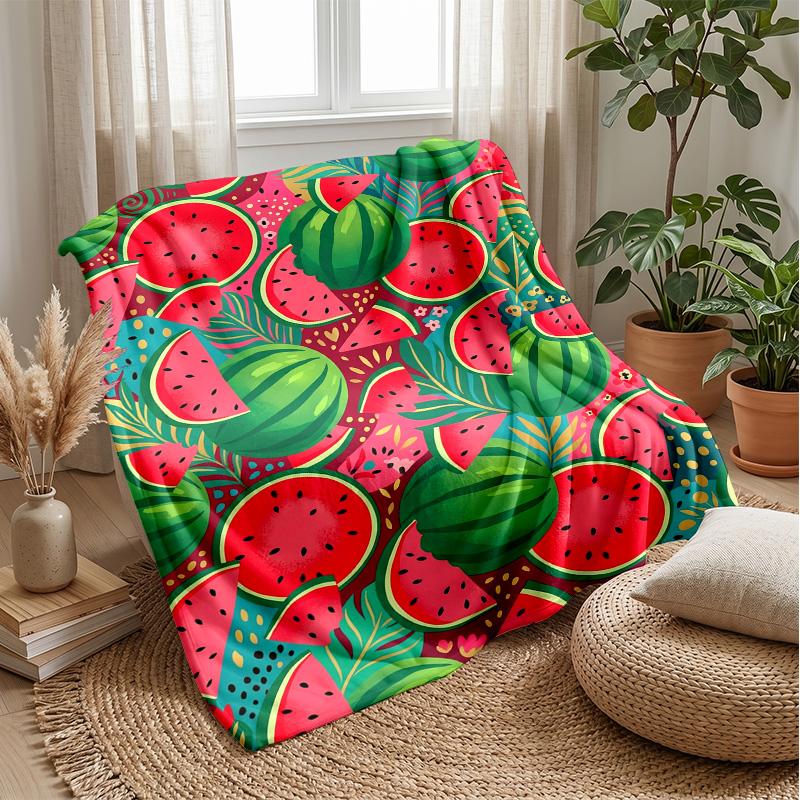 Watermelon Love Capybara Theme Blanket Lightweight Warm Flannel Blanket Decorative Throw Blanket for Home Decoration