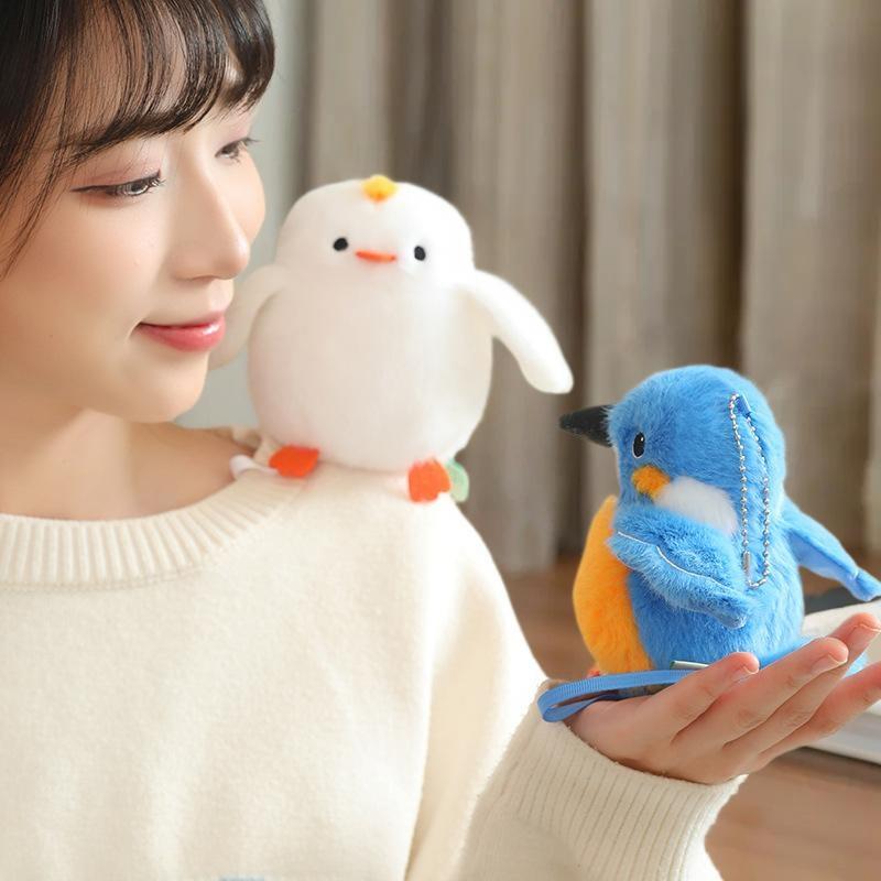 1 Piece Pretty Parrot Pigeon Funny Toy Cute Mini Standing Shoulder Pet Bird Plush Toys Fluffy Backpack Pendant For Kids