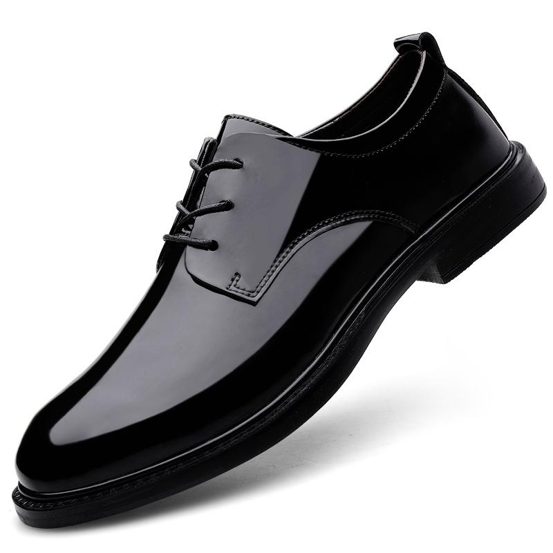 

Модные лакированные кожаные мужские туфли на плоской подошве, черные, минималистичные, универсальные, для свадьбы, офиса, отдыха на природе, повседневные, деловые туфли -45 45 чёрный
