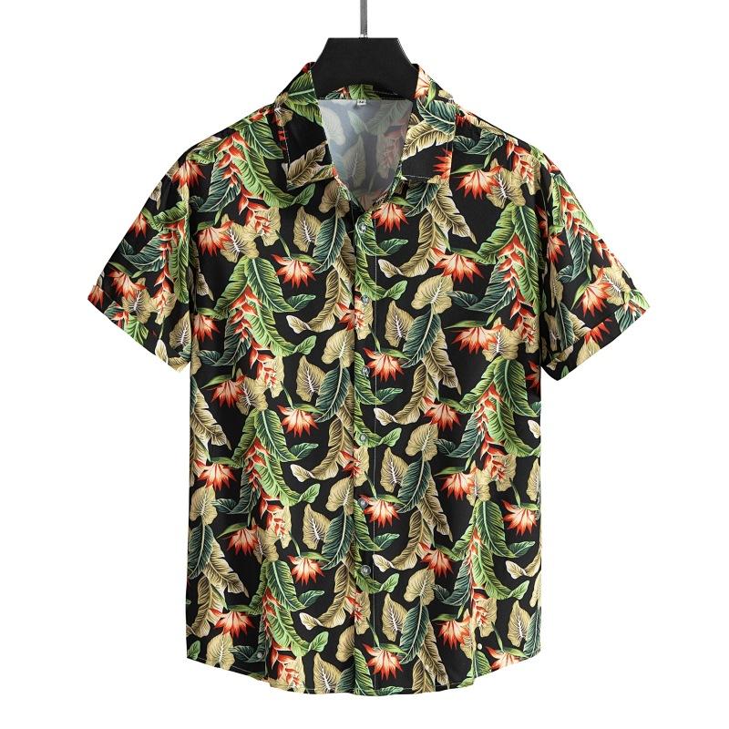 Свободная мужская рубашка с короткими рукавами и принтом в европейском и американском стиле XXL 1730₽