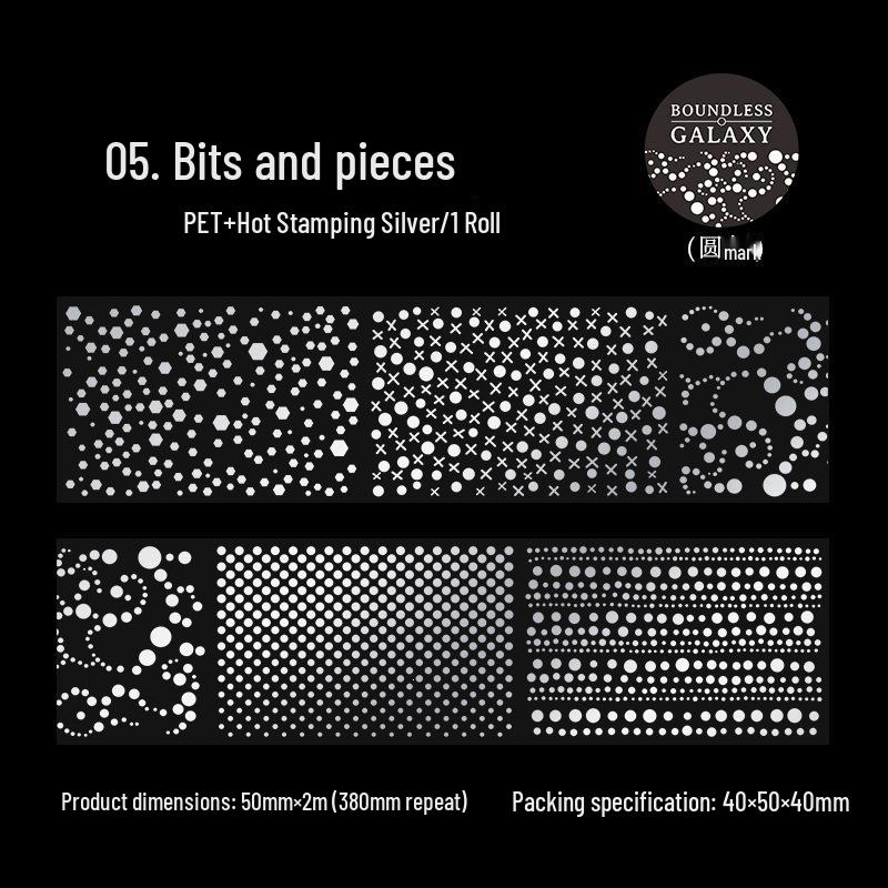 Beautiful Day Silver PET Tape: Galaxy Theme Decorative Stickers for Bullet Journals & DIY Collages