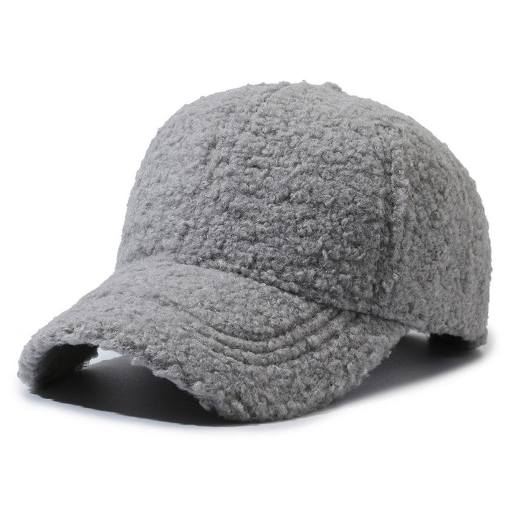 Thicken Lamb Wool Baseball Cap Velvet Winter Peaked Cap Casual Plush Snapback  Women