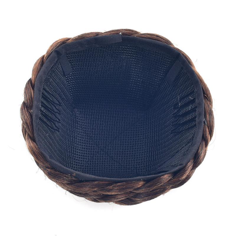 Women Synthetic Clip In Bun Fake Hair Extensions Chignon Roller Updo Hairpiece Braided Chignon