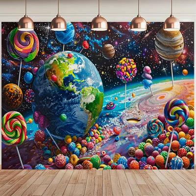 2D Fantasy Candyland Planet Portrait Photo Backdrop